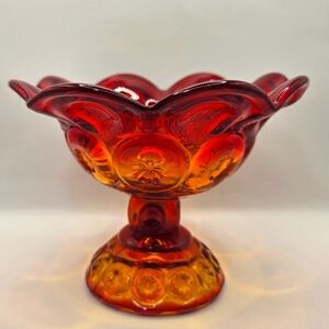 LE Smith Amberina‎ Moon & Stars Compote Vintage Glass Collectible EUC